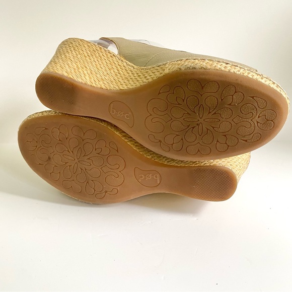 Born BOC Metallic Floral Leather Slingback Woven Wedge Sandals Peep Toe Size 9 - Picture 8 of 9